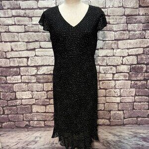 Jones Wear Black & White V-Neck Dress Size 16